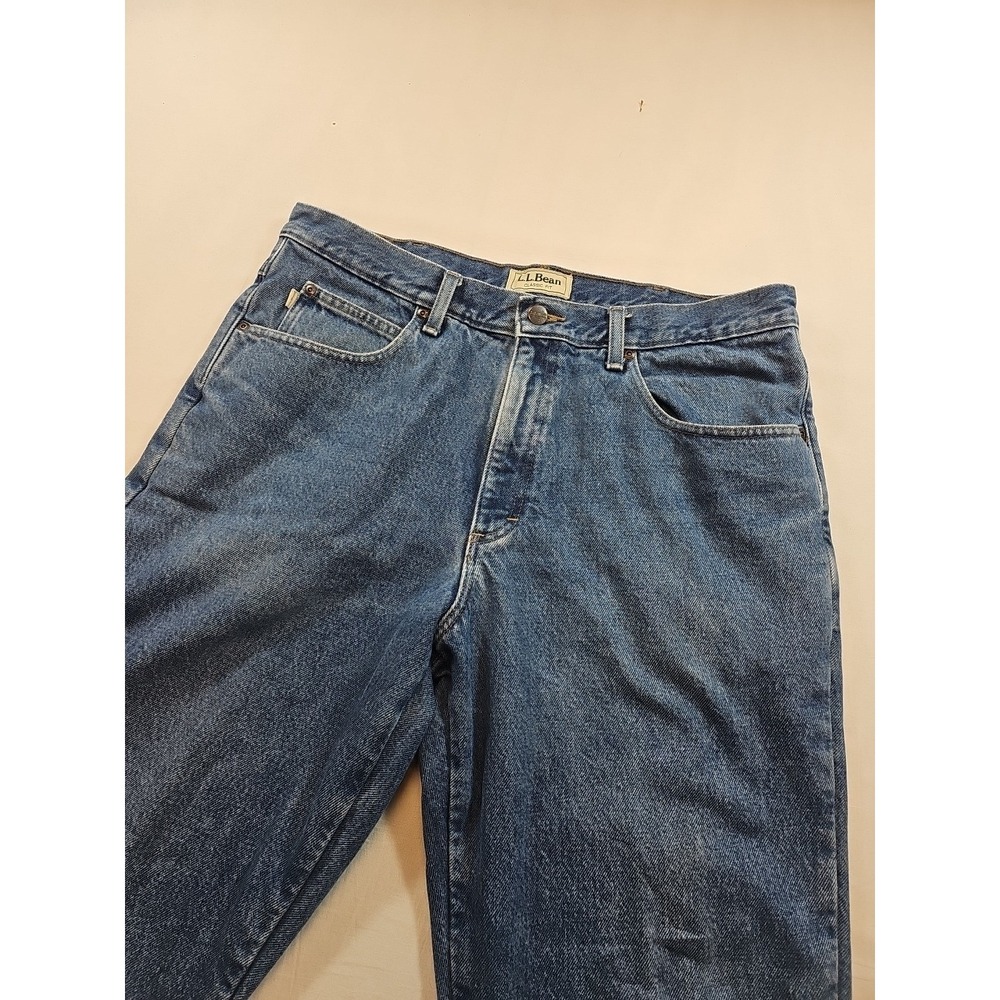 Vintage LL Bean Jeans Mens 36x29 Blue Denim Classic Fit Flannel Lined 90s Hiking